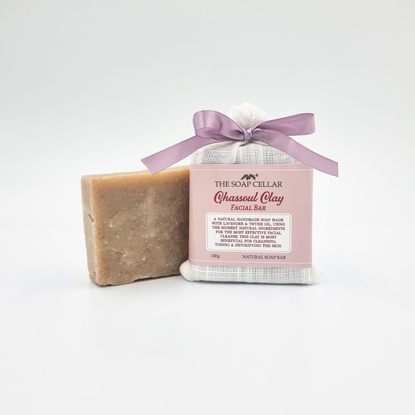 LAVENDER THYME HANDMADE GHASSOUL CLAY FACIAL SOAP BAR